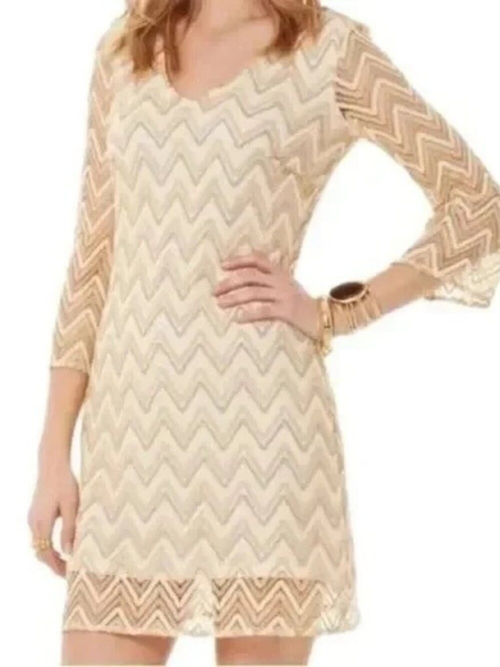 NWT Lilly Pulitzer Jade Dress Metallic Zigzag Crochet XS
